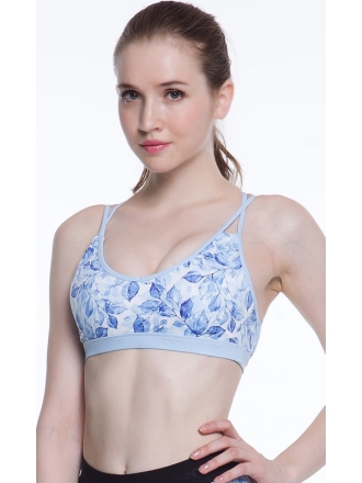 Strappy Contrast Pust-Up Sports Bra