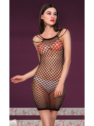High Neck Fishnet Dress