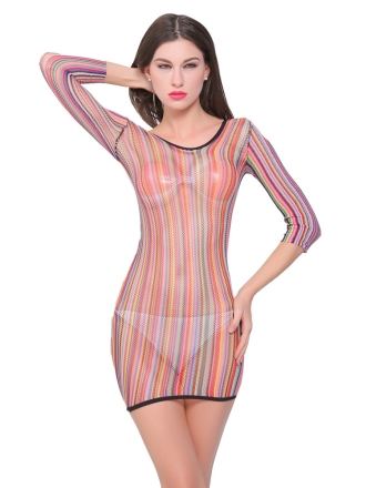 Multi-color Strappy And Long Shoulder Bodystocking