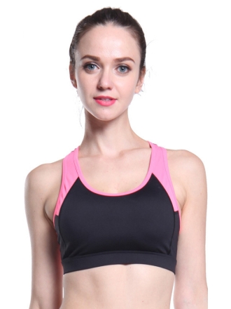 Magenta And Black Gym Sports Bra