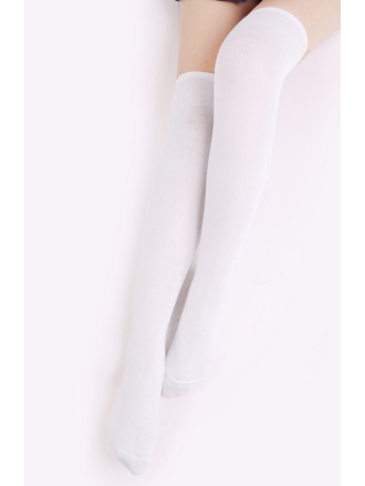 Athletic White Striped Thigh Highs