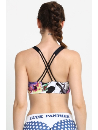 Colorful Sexy Tie Dye Print Strappy Sports Bra