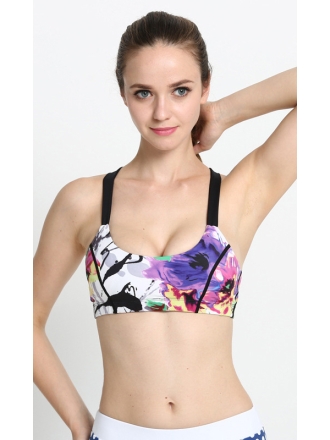 Colorful Sexy Tie Dye Print Strappy Sports Bra