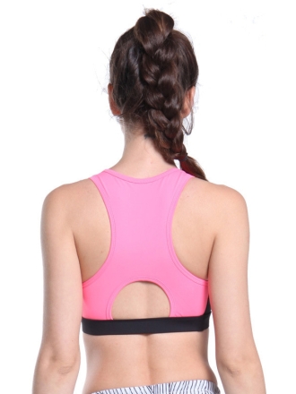 Magenta And Black Gym Sports Bra