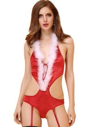 Sexy Stretch Attached Hood Teddy