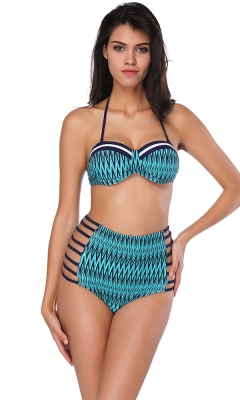 Wave Line Print Design Bikini-S