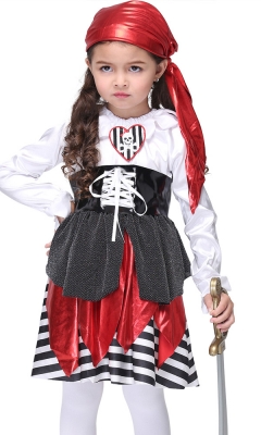 A three Piece Pirate Girl Costume Set