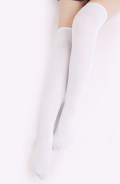 Athletic White Striped Thigh Highs