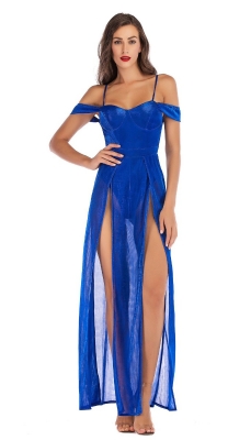 Ethereal Maxi Dress-Blue-L