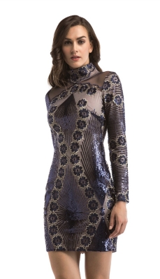 Long Sleeve Sneak A Peak Sequin Dress-M