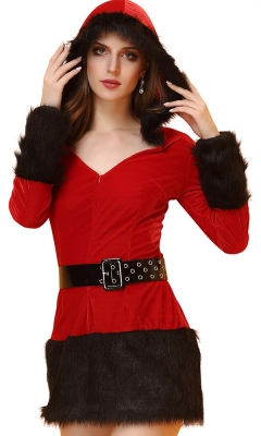 Sexy Hooded Christmas Skirt-M